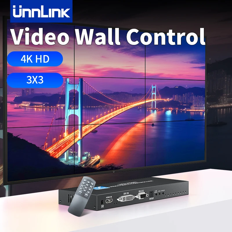 Unnlink 4K Hdmi Video Wall Controller 3X3 Hdmi Dvi Video Wall Processore Splitter 2 In 9 Out Switch 1 X2 1 X4 1 X3 2 X1 2X3 3X2 4X2