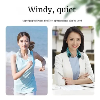 2025 New ceiling fan USB rechargeable portable small fan students office sports digital display ceiling fan hanging neck fan 2