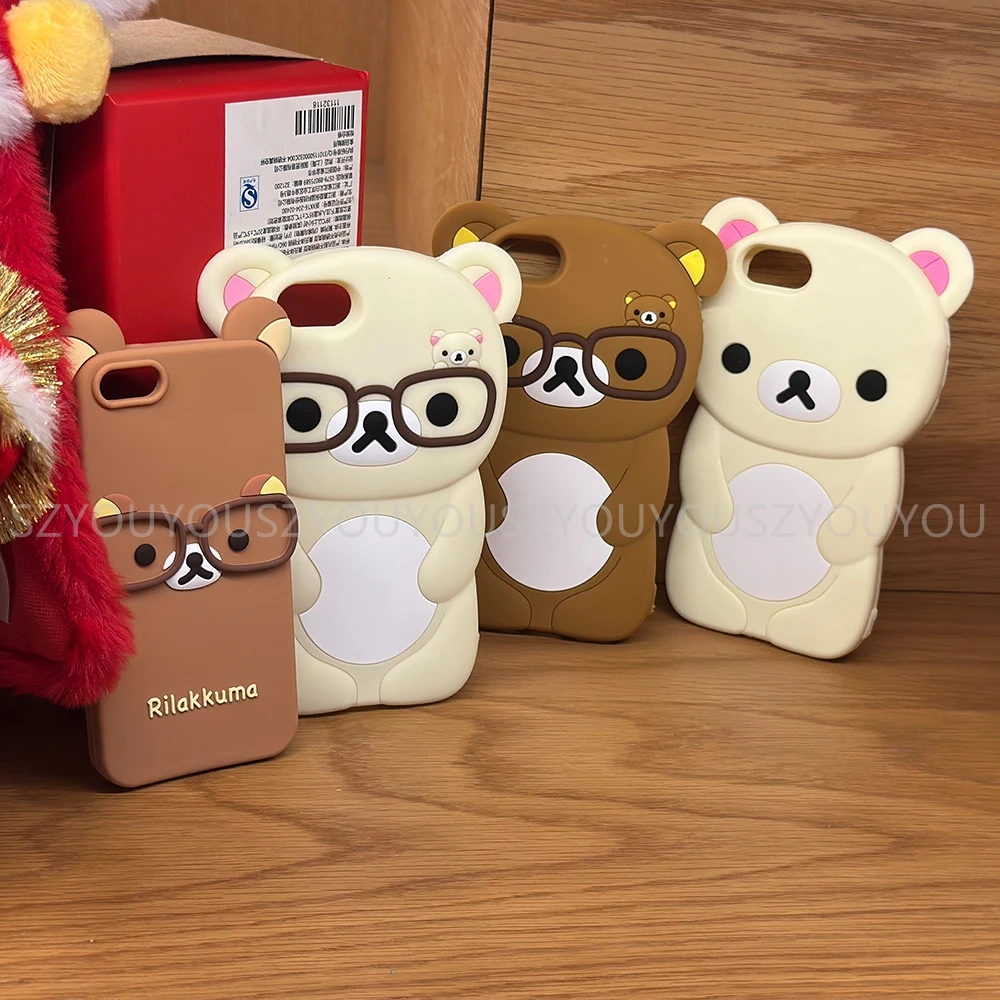 For IPhone 17 Pro 4 4S 5 5S 6 16 Pro Max 15 14 Plus 13 12 11 7 8 SE Rilakkuma Bear Chocolate Cartoon Soft Silicon Phone Case_voghion.com