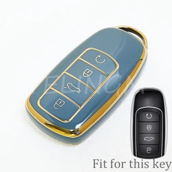 Premium TPU Car Remote Key Case Cover Protector - Stylish and Durable Accessory (Gold Grey Case)