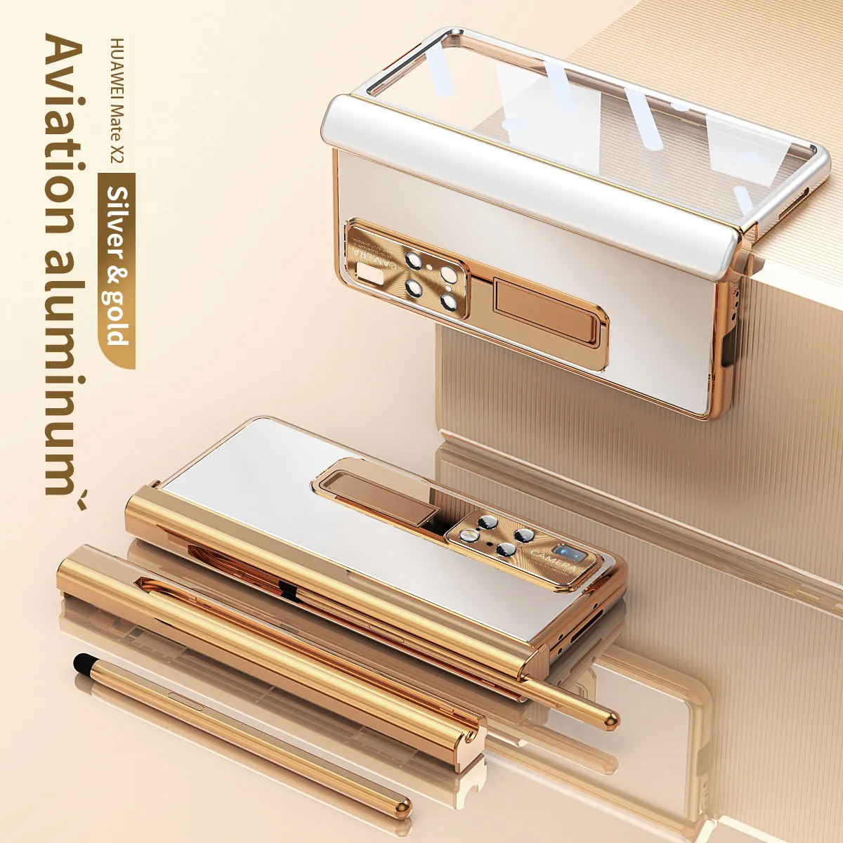 

Aluminum alloy hinge with S Pen case For Huawei Mate X2 5G Front Screen Glass Film Hinge Slot Holder Stand for Huawei Mate X 2