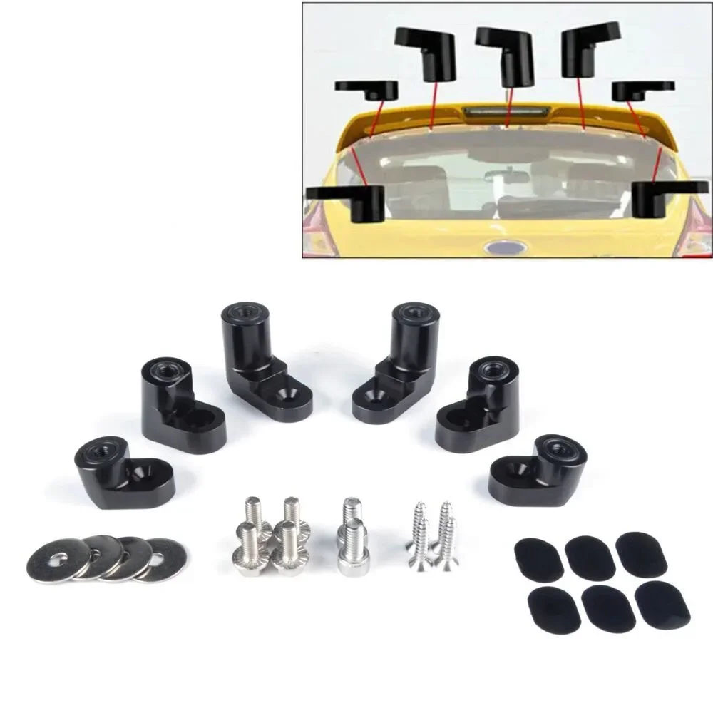 

Billet T-6061 Anodized Aluminum Bolt-on Black Rear Wing Spoiler Riser Extender Kit Fit for 13-18 Ford Focus ST