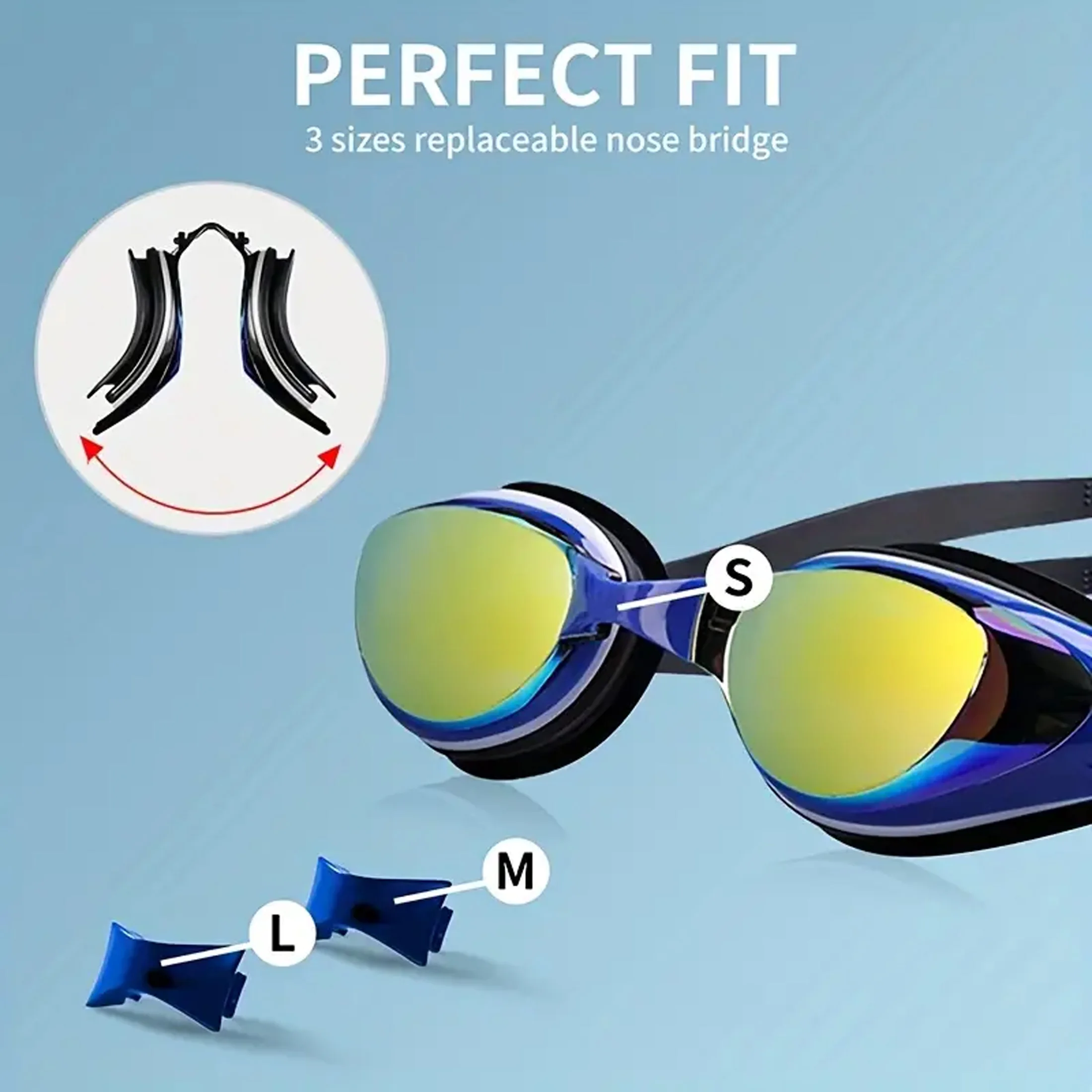 1Pcs Adult Electroplated Swimming Goggles, Anti-Fog, Waterproof, Electroplated Swimming Goggles, Anti-Fog Lenses - Leak-Proof, Anti-Uv - Suitable for Training 6