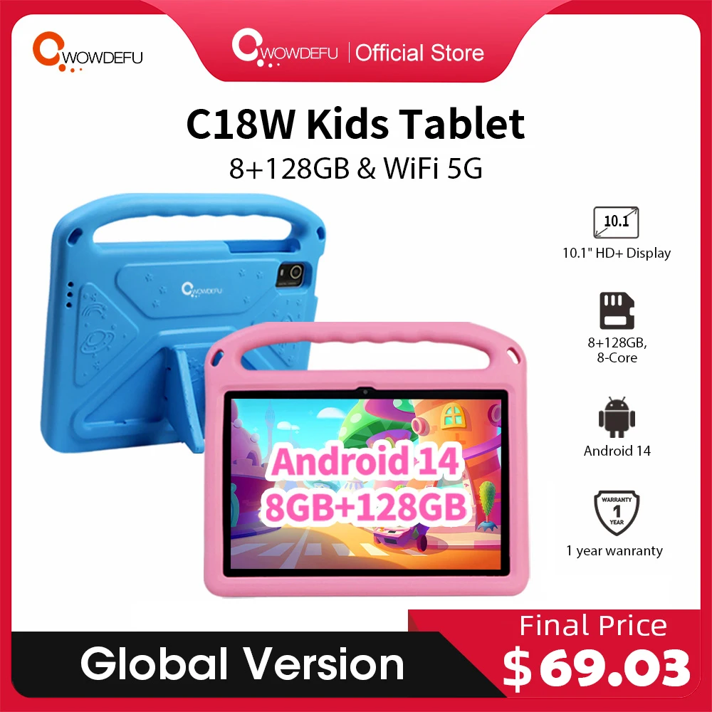 7-Days Arrived)Kids Tablet 8GB 128GB A523 Octa Core 10.1 HD+