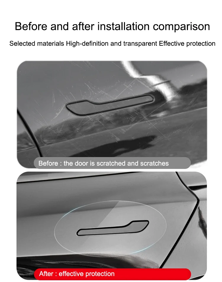 For Tesla Model 3 Highland 2023 2024 Door Handle Scratch Protector - Inverted Door Handle Paint Protective TPU Film Car Clothing