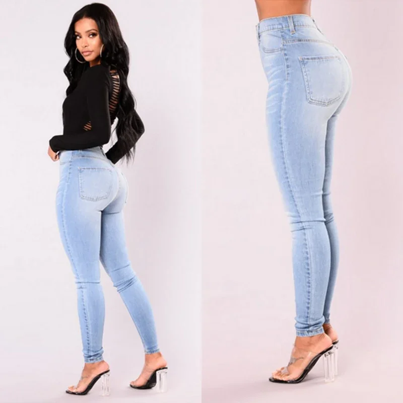 2023 New Autumn and Winter Casual Fashion Slim Bag Hip Pencil Jeans Skinny Slim Blue Plus Size Women's Jeans