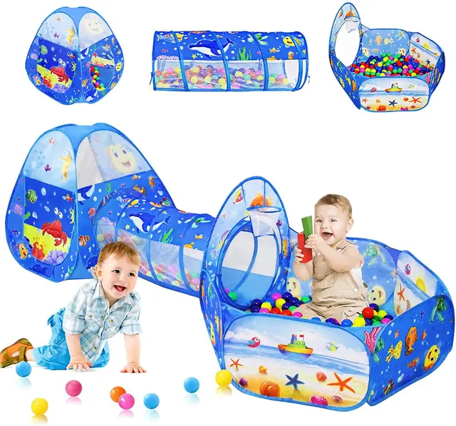 3 In 1 Children Ball Pit Baby Ballon Playpen Portable Kids Tent Ball Pool with Crawling Tunnel Kid Basketball Pool Ballenbak 1