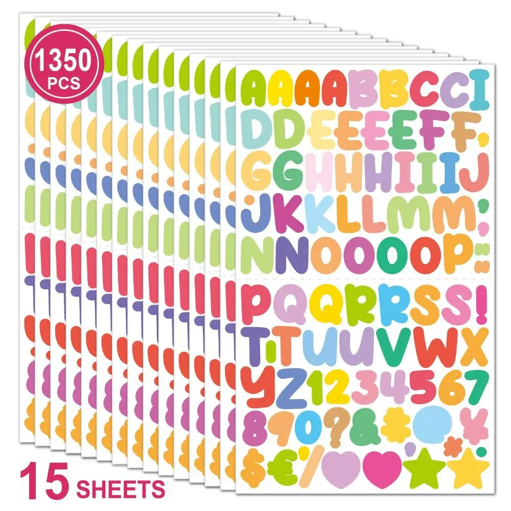 26 Letter Number Cartoon Letter Sticker 0.5 inch DIY Cartoon Initial Alphabet Paster Vinyl Adhesive Cartoon