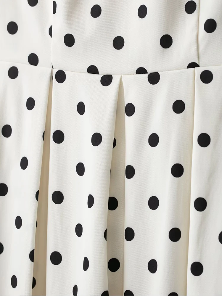 TFMLN Elegant Women Polka Dot A-line Strapless Dresses Sleeveless Off-shoulder Pleated High Waist Slim Party Long Dress 2025 New