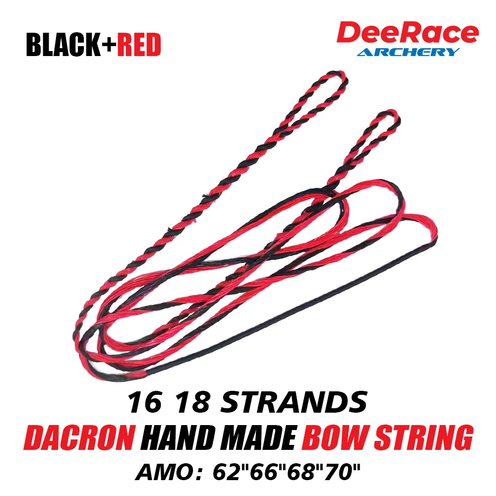 DeeRace Recurve Bow Hand Made Dacron Material String Black+Red 62"64"66
