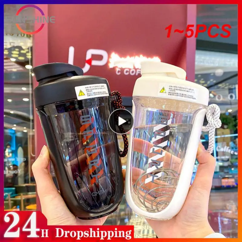 

1~5PCS 550ml Portable Kawaii Plastic Tritan Shaker Water Bottle Sports GYM Travel Protein Shaker Drink Bottles BPA Free New