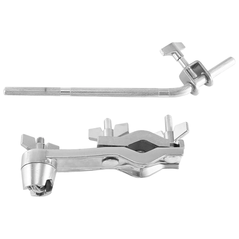 

1 PCS Cowbell Holder Cowbell Extension Clip Silver Metal Cowbell Extension Rack Cowbell Retainer Lock Bent Drum Connection Bars