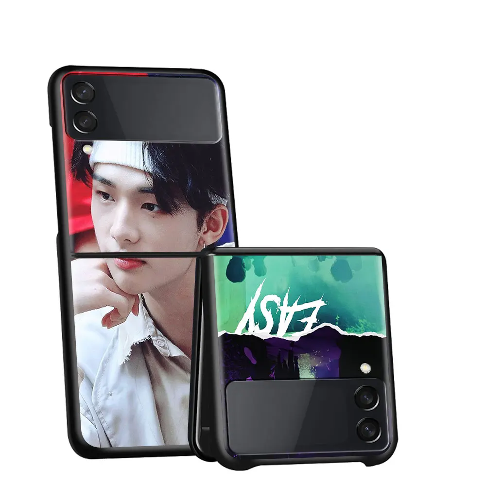 z flip3 cover Kpop Korea Stray Kids Case for Samsung Galaxy Z Flip3 5G Coque Fashion Hard Cover Funda Z Flip 3 Black PC Mobile Phone Bag Shell z flip3 cover