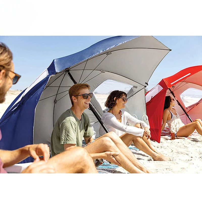 2.4m Large Beach Umbrella Tent Waterproof Sun Protection Umbrella Portable Outdoor Camping Fishing Umbrella With Window