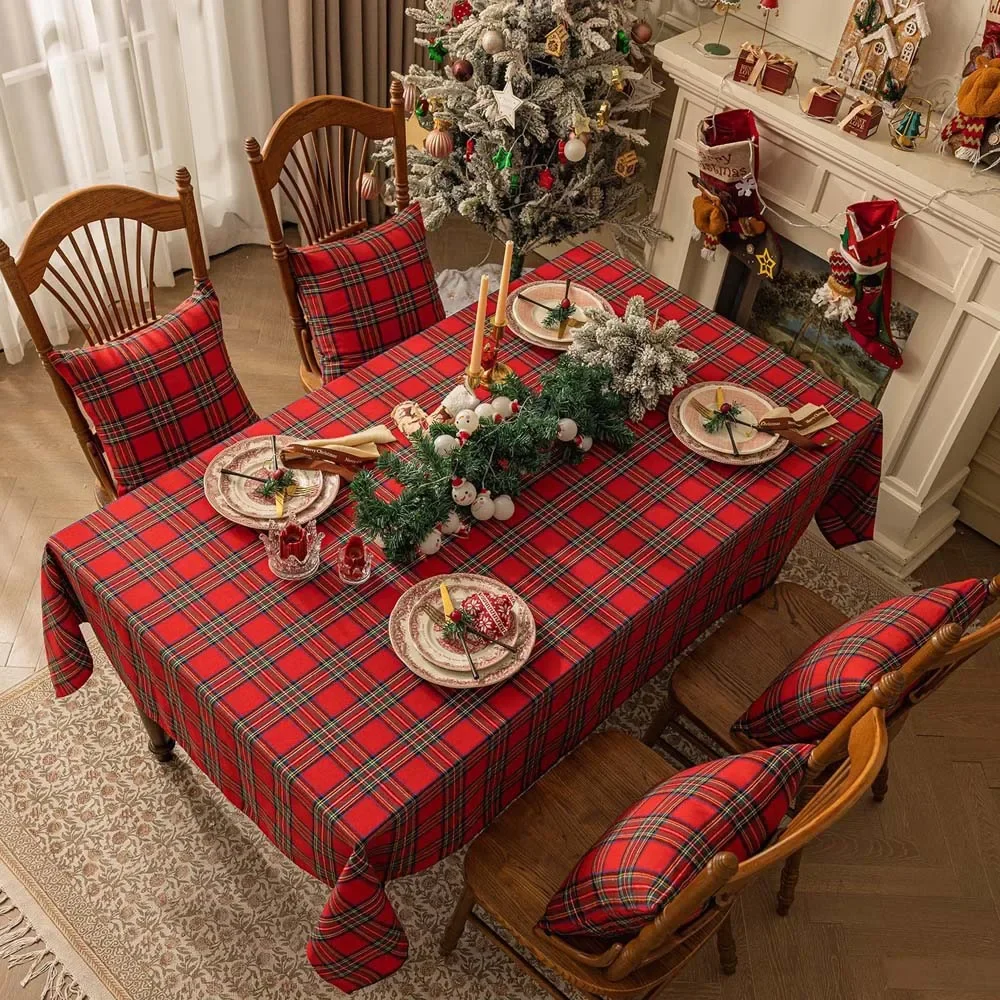Rectangular Tablecloth Table Cloth Plaid Tablecloth Xmas Christmas Rectangle Party Table Cloth For Home Living Room Decoration