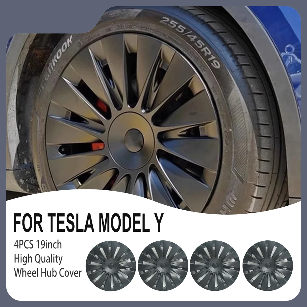 4PCS Wheel Cap 19 Inch Automobile Hubcap for Tesla Model Y 2018-2023 Hub Cap Performance Replacement for Tesla Model Y 2018-2023