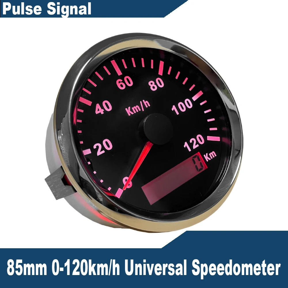 

Car Truck Boat Universal 85mm Speedometer Odometer Speed Gauge 0-120km/h 0-200 km/h with Backlight 12V 24V (Pulse Signal)