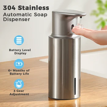 480ml Kitchen Soap Dispenser Automatic Sensor Hand Sanitizer Machine Intelligent Electric Body Wash Soap Dispenser 304 Stainless Steel 1