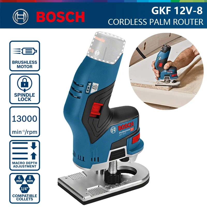 Bosch Gkf 12v-8 Brushless Edge Router Cordless Woodworking Electric Trimmer Wood Carving Milling Power Tools - Electric Trimmer AliExpress