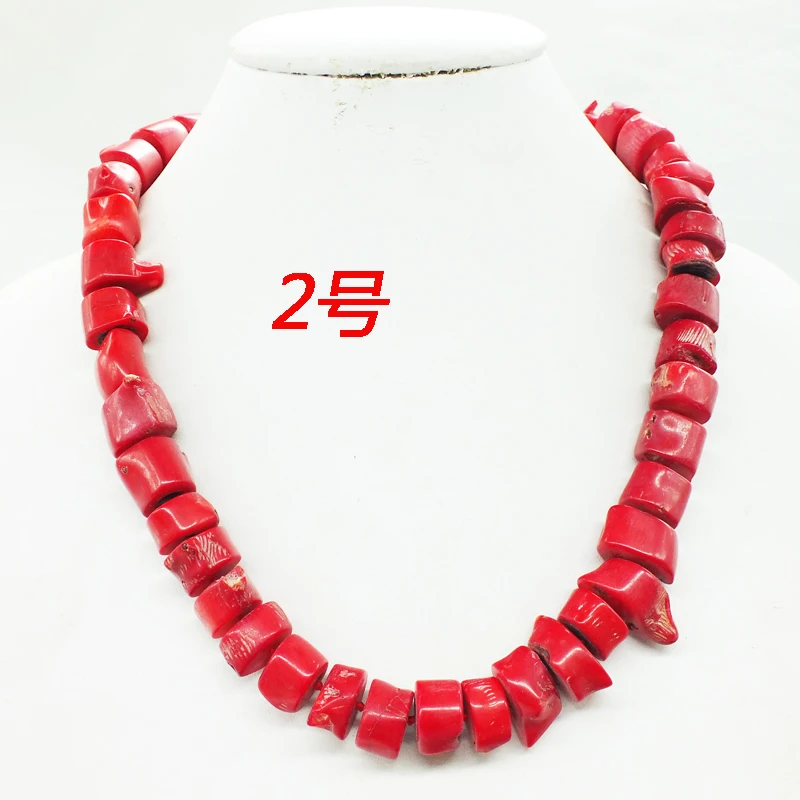 

NO-2# United States Professional female natural irregular red coral necklace 18inches
