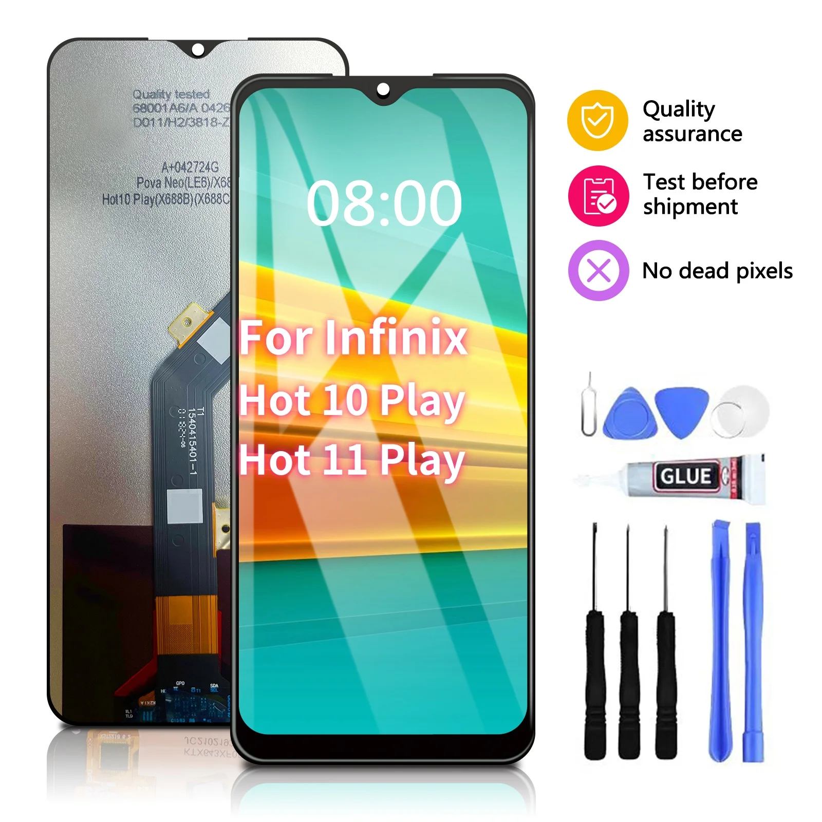 

6.82" For Inifinix Hot 10 Play X688B/C Hot 11 Play X688 LCD Display Touch Screen Digitizer Assembly For Pova Neo LE6 Replacement