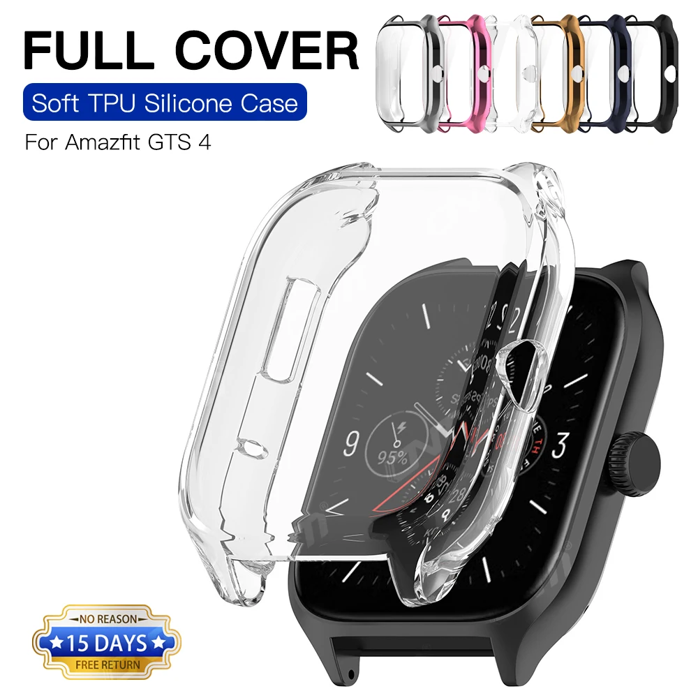 

Protective Case for Amazfit GTS4 Full Cover Screen Protector Shell for Amazfit GTS 4 Bumper TPU Soft Clear Case Accessories