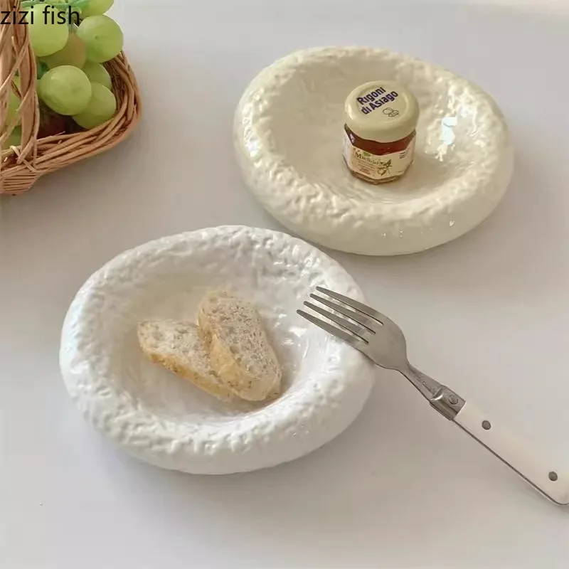 Stone Patterned Ceramic Plate Serving Plate Dessert Snack Sushi Dish Pasta Dish Molecular Cuisine Restaurant Tableware