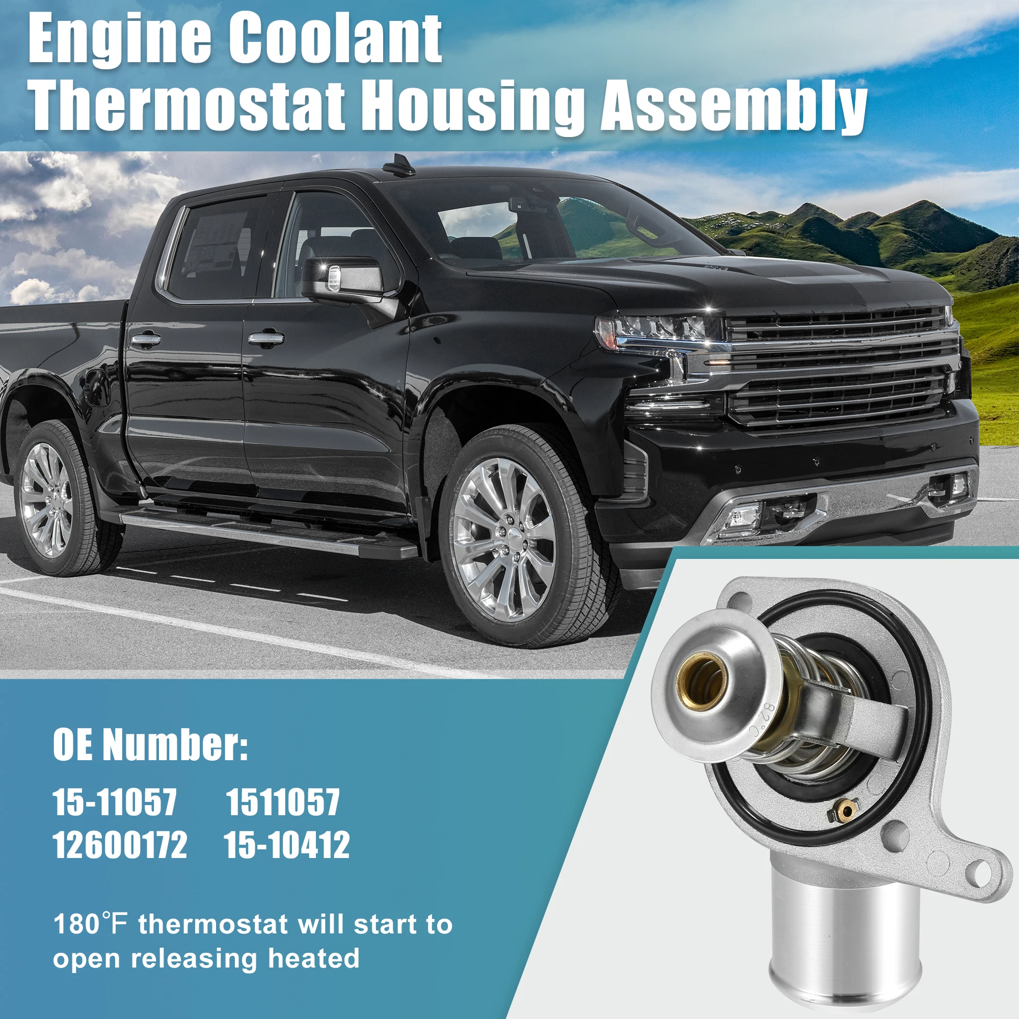 Engine Coolant Thermostat Housing Assembly - Fits Chevy, GMC, Cadillac Models, Replaces 15-11057, 12600172