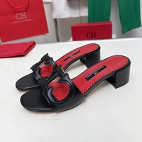 CH Cutout Design Elegant Office Low Heeled Women's Sandals Minimalist Style Crystal Women's Home Slippers