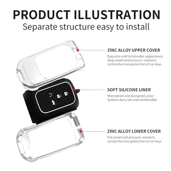 Portachiavi con copertura a distanza per auto in metallo Shell Fob per Honda CR-V CRV Accord Odyssey Civic XRV Vezel Jade Crider Fit Holder accessori - Portachiavi con copertura a distanza per auto in metallo Shell Fob per Honda CR V