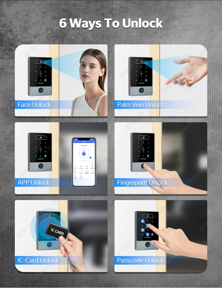 TTLOCK Biometric IP65 Waterproof face 100 Fingerprint Access Control Keypad supp