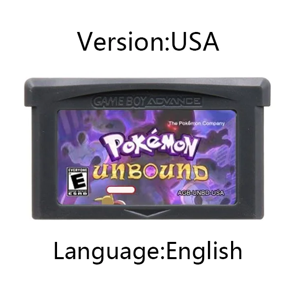 GBA Game Cartridge 32 Bit Video Game Console Card Pokemon Unbound Quetzal Fan Games English Language for GBA/NDS 3