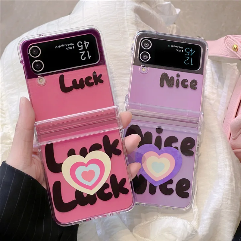 

GALAXY ZFLIP 5 Folding Phone Case New Love Suitable for Samsung zflip 3/4 Hard Case Women