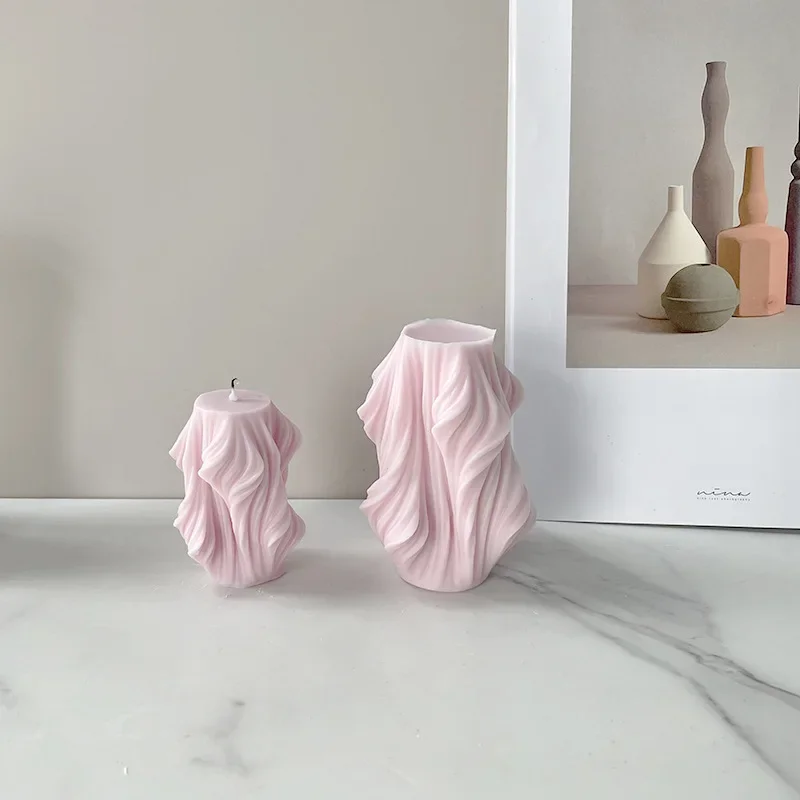 3D Wavy Striped Column Silicone Candle Molds DIY Geometric Irregular Rotating Ball Crafts Gypsum Resin Mold Handmade Soap Making aromatherapy candle mold,silicone mold,silicone candle molds,silicone candle mold,cylindrical candle mold,candle mold,beeswax mold