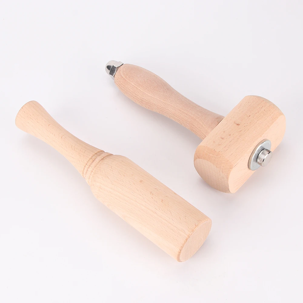 Leather Carving Hammer QJH Leather DIY Beech Round Hammer T Hammer Hardwood Wood Carving Leather Carving Log Hole Punching Printing