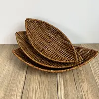 3PCS Fruit Dish Weaving Creative KTV Restaurant Snacks Dim Sum Basket French Fries Basket Desktop Storage Basket Rattan Weaving 1