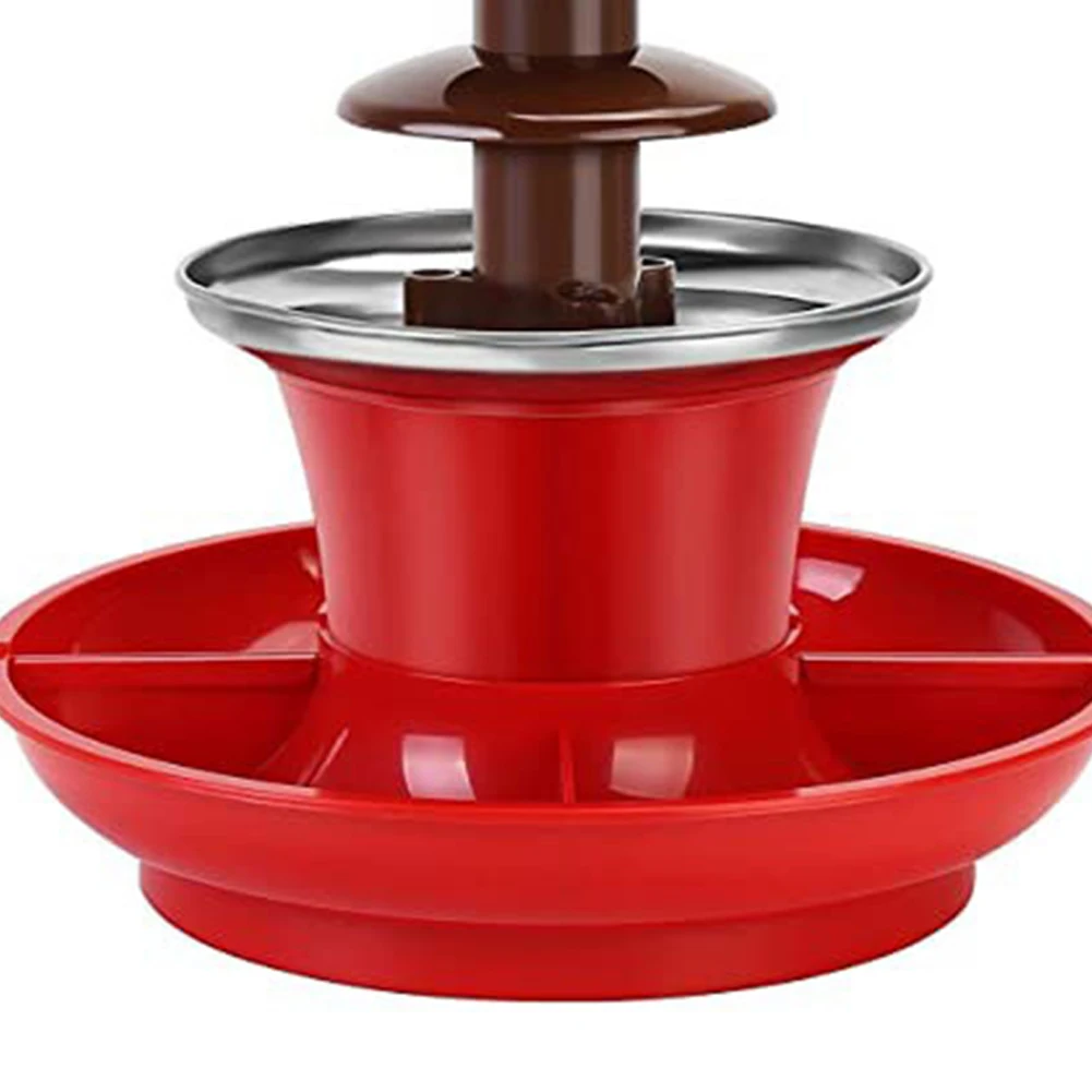 Mini Chocolate Fountain 3 Layers DIY Handmade Chocolate Melting Waterfall Melt with Fruits/Nuts/Treats Serving Tray