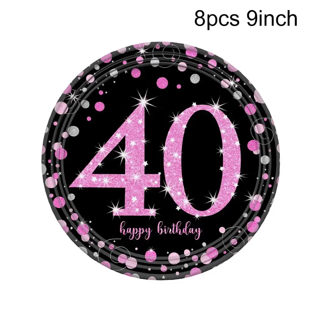 Kit Decorazioni Per 40° Compleanno – Nero E Oro – Striscione, Palloncini Foil, Bicchieri Champagne – Per Uomo E Donna