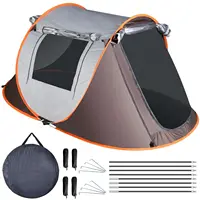 3-4 Person Pop Up Tent Automatic Setup Camping Tent  Instant Setup with 4 Tent Poles 2 Mosquito Net Windows Carrying Bag 1