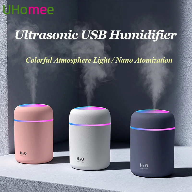 

Humidifier Portable Ultrasonic USB Humidifiers Bedroom Office Living Room Car Air Humidifier Purifier with Atmosphere Light