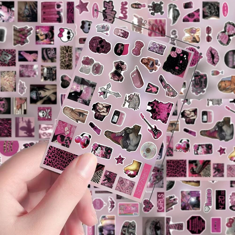 8장 Y2K 레트로 핑크 테마의 달콤하고 멋진 스타일 다이컷 스티커 DIY 폰케이스 씰링 콜라주 스크랩북 다이어리 정크 저널
