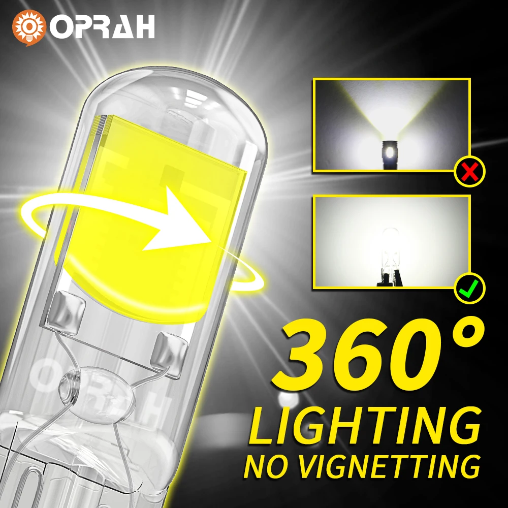 LED      , 6000K ȭƮ  Ʈ, ֽ T10, W5W ̾ COB ̺ , 12V, 2 