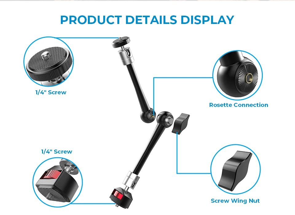 11 inches Articulating Arm Adjustable Friction Extension Magic Arm For DSLR LCD