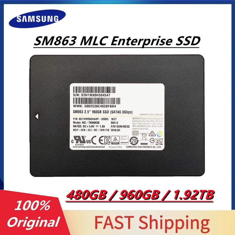 

Original Samsung SM863 1.92TB 960GB 480GB 2.5"SSD MLC Enterprise SSD SATA 6GB/s SSD Internal Solid State Disk New