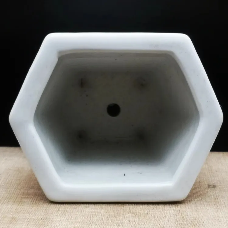 Vintage Style Hexagonal Ceramic Flowerpot Home Decoration 5