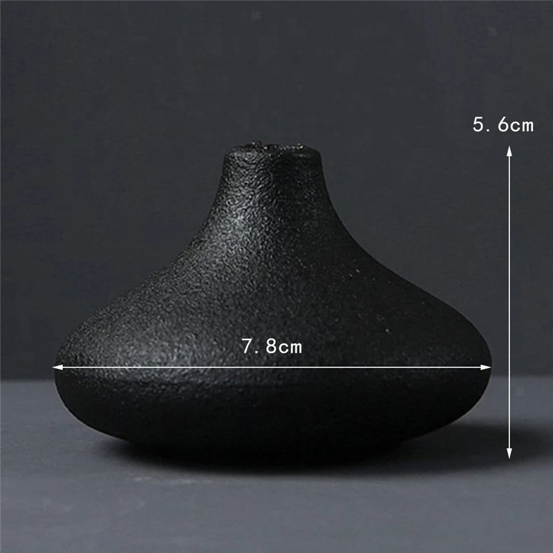 Black Ceramic Small Vase Home Decoration Crafts Desktop Ornament Simplicity Planter Flower Vase for Living Room Garden Decor