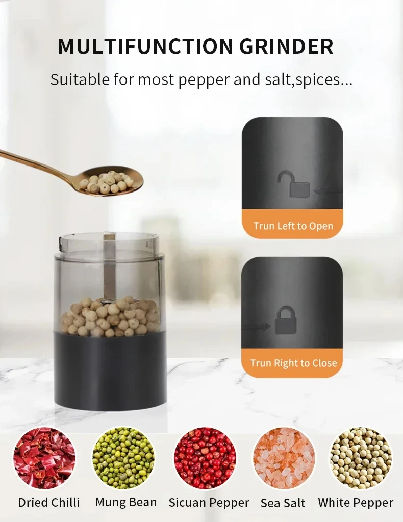 Xiaomi USB Rechargeable Electric Salt and Pepper Grinder Adjustable Coarseness Large Capacity Auto Spice Grinder