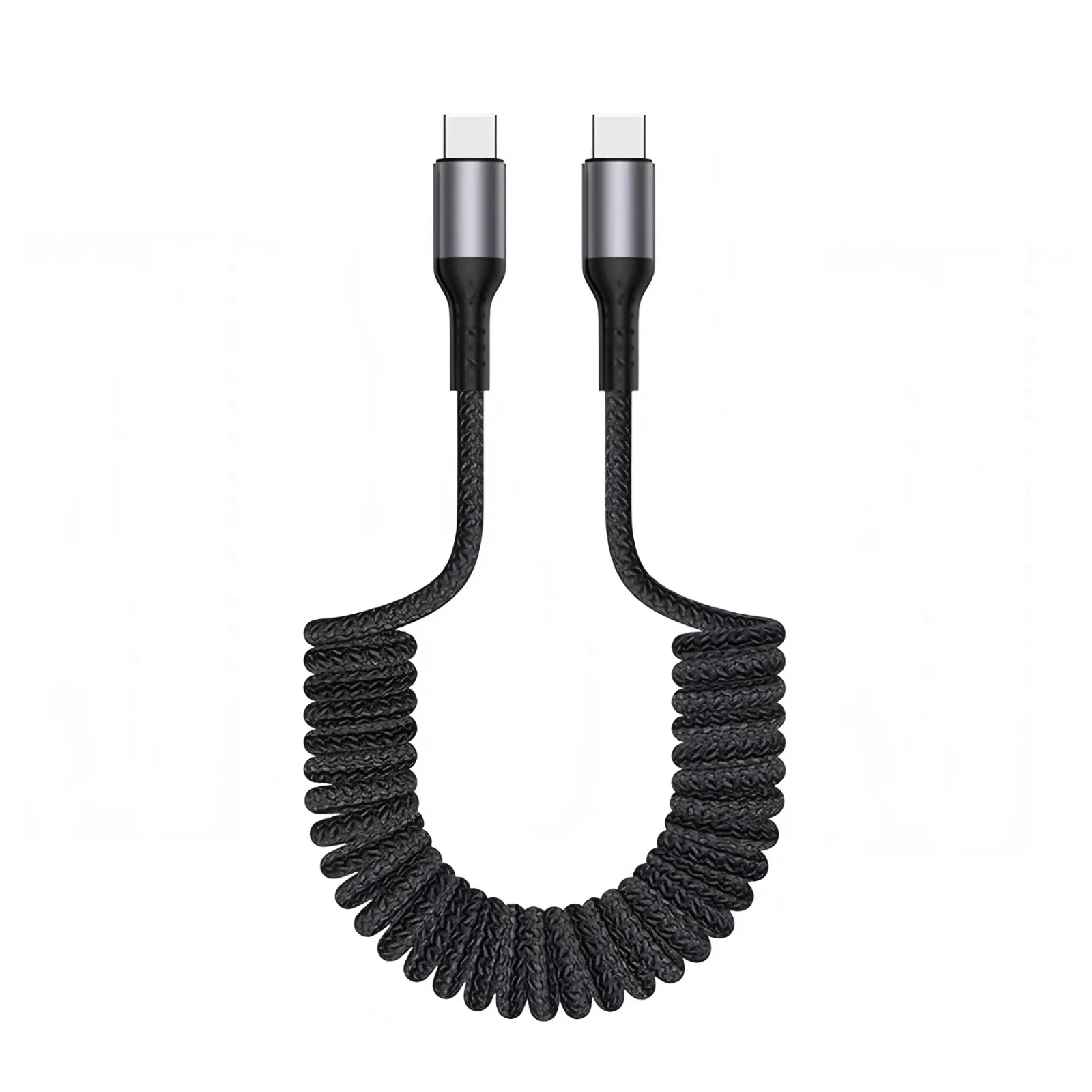 Retractable Braided Fast Charging Coiled USB-C Cable