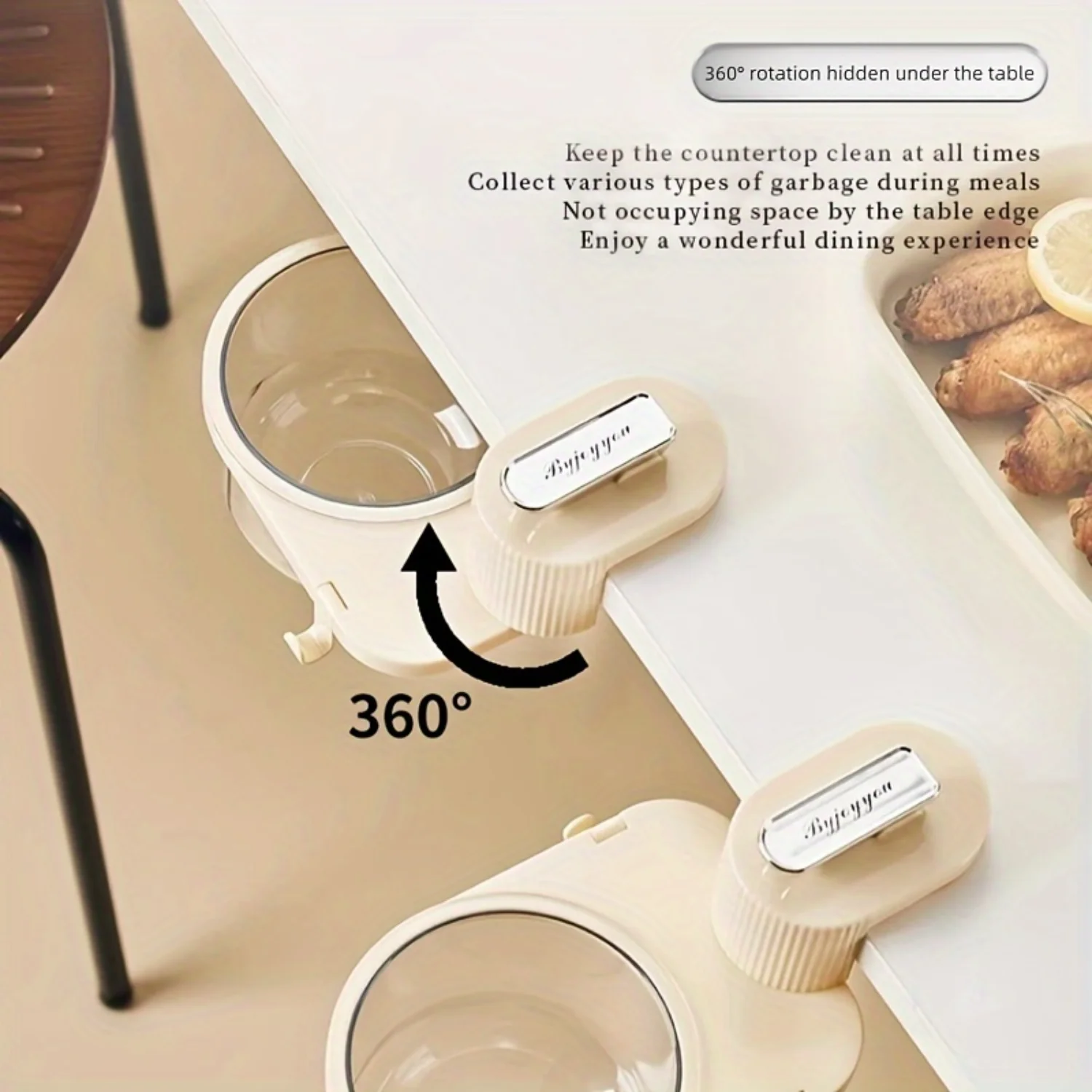 Rotating Desk Trash Can with Suction Cup-Cute Mini Waste Basket for Office & Kitchen, Wall-Mountable Bin Small Trash Can Mini