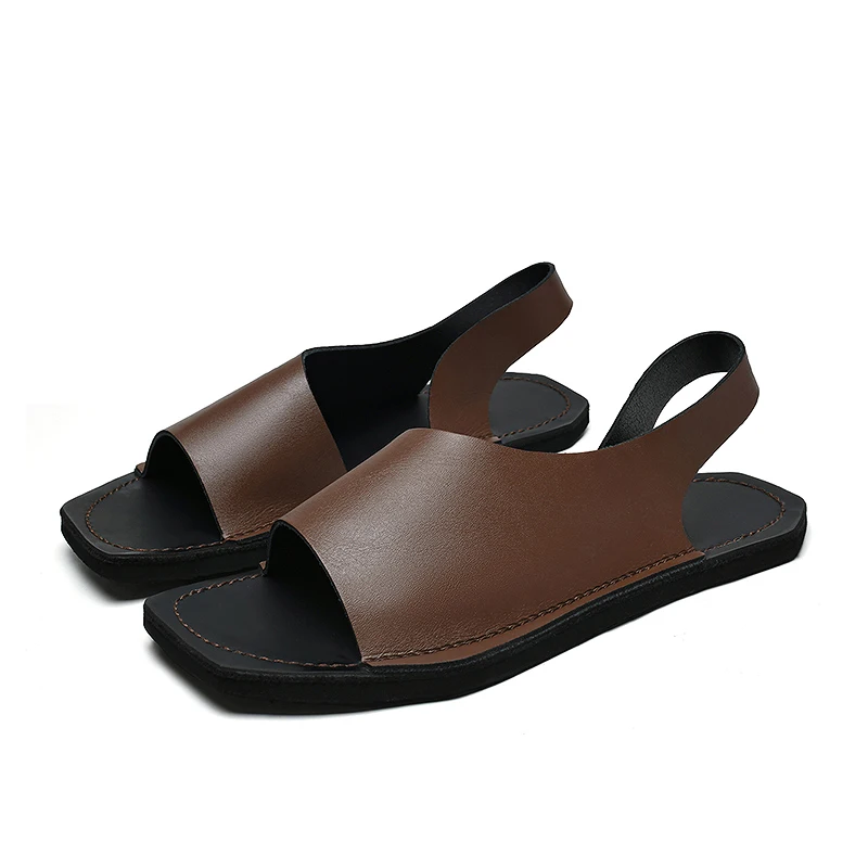 Designer Leather Sandals For Men Casual Summer Beach Slides_voghion.com